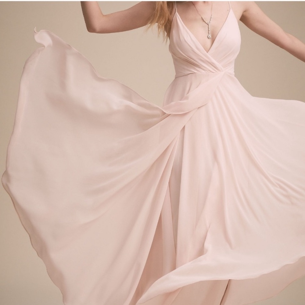 BHLDN Anthro Maxi Bridesmaid Eva Chiffon blush pink Dress